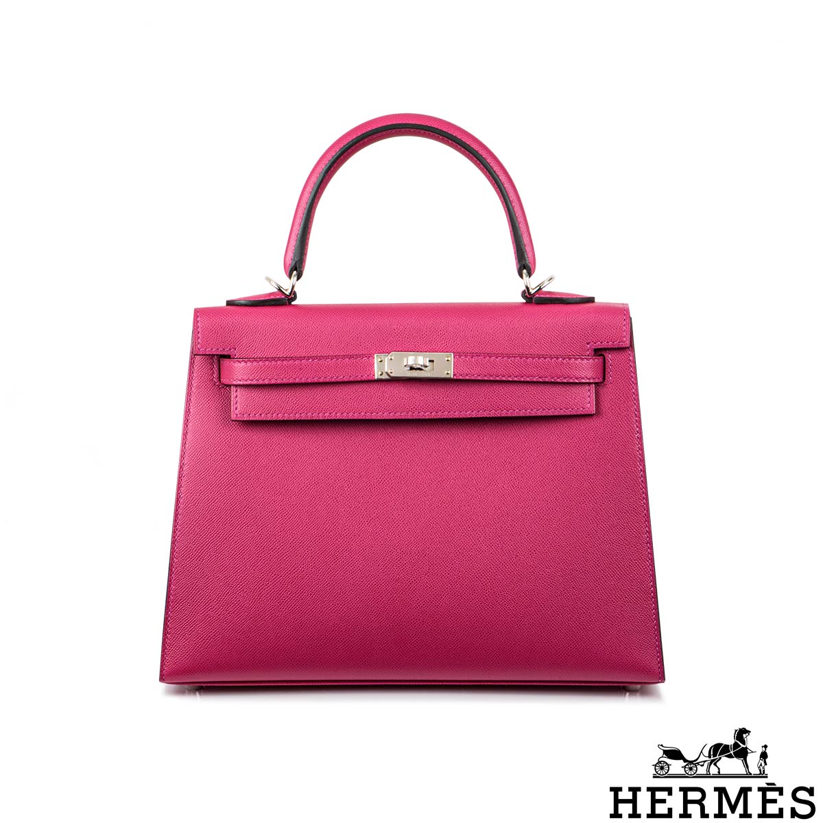 Hermés Kelly II Sellier 25cm Verso Rose Pourpre/Sienna Veau Madame PHW ...
